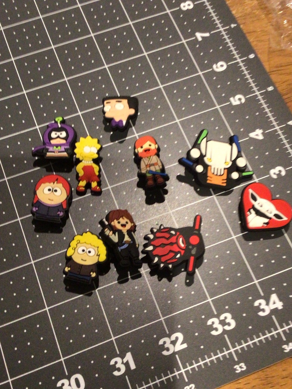 Assorted Kids Character Shoe Charms - Star Wars, South Park, Simpsons